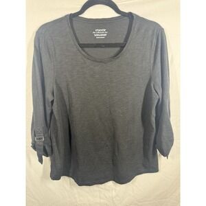 Chico's The Ultimate Tee long-sleeve top with roll tabs Black Size Medium